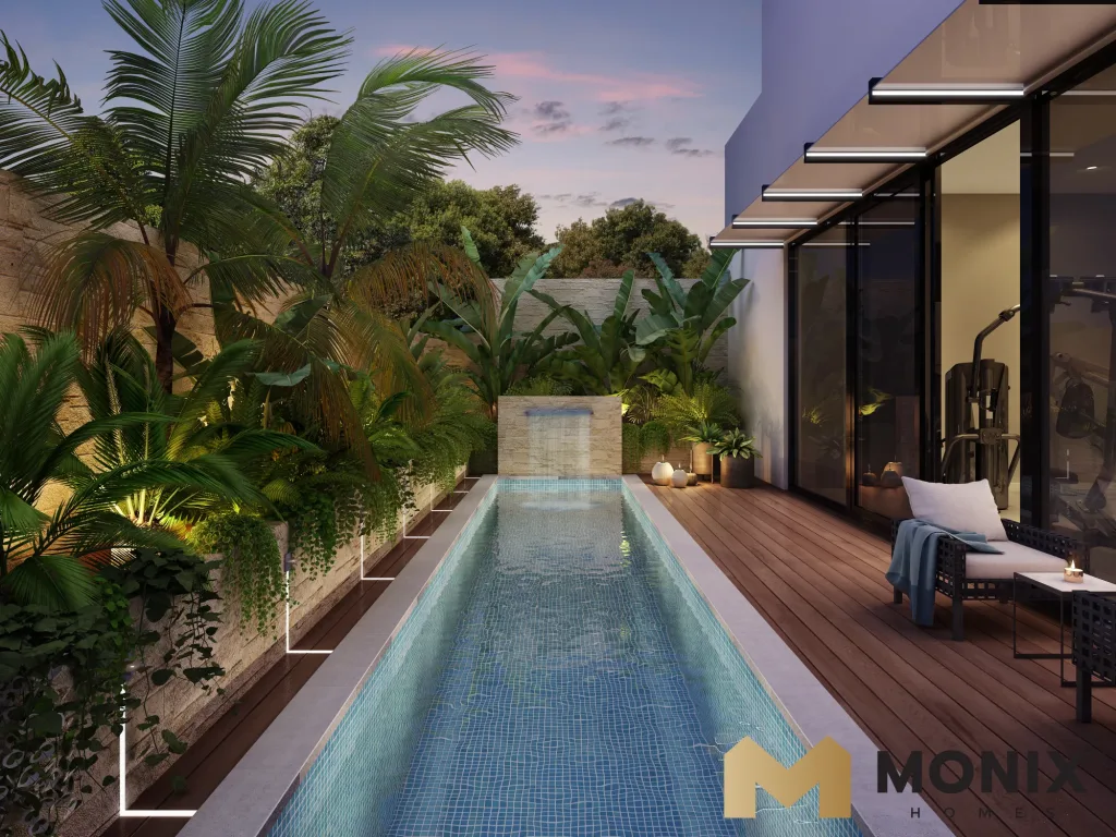 Custom home with pool and outdoor entertaining area
